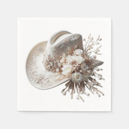 White Cowgirl Hat med Flowers Pappersservett