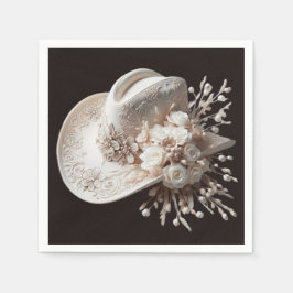 White Cowgirl Hat med Flowers Pappersservett