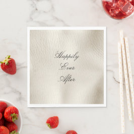 White Cream Faux Leather Bröllop Pappersservett