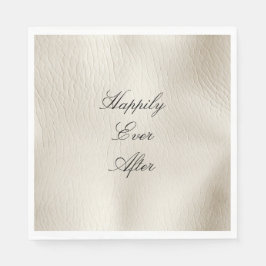 White Cream Faux Leather Bröllop Pappersservett