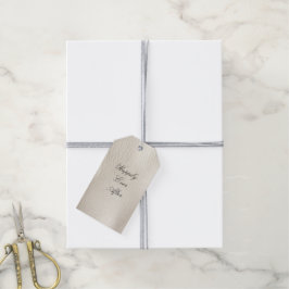 White Cream Faux Leather Bröllop Presentetikett