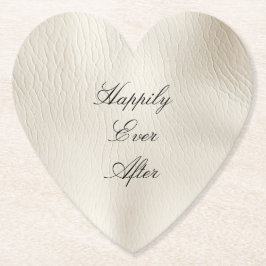 White Cream Faux Leather Bröllop Underlägg Papper