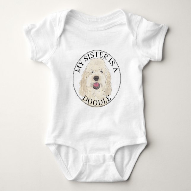 White Cream Golden Doodle Dog Big Sister T Shirt (Framsida)