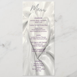 White Cream Heart Bröllop Menu Meny