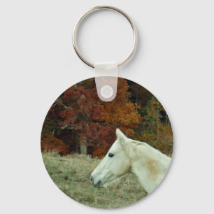 White Cream Horse på hösten Fält Nyckelring