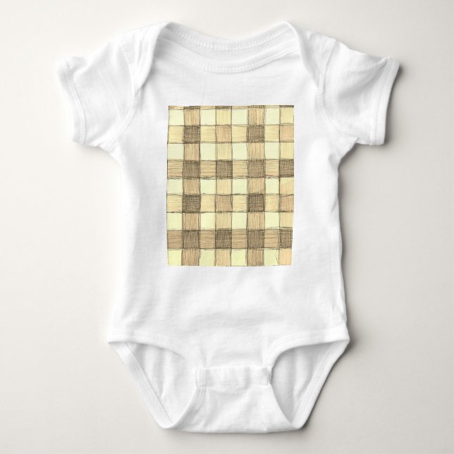 White Cream och Tan gingham unisex T Shirt (Framsida)