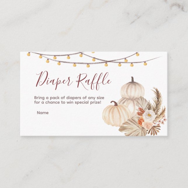 White Cream pumpkin Baby Shower - Diaper Raffle Tilläggskort (Framsida)