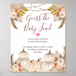 White Cream Pumpkin Blommigt Gissa Baby Food Pos Poster