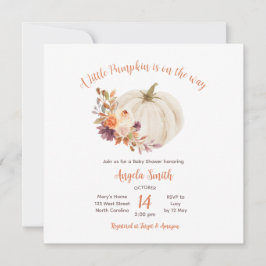White Cream Pumpkin Rustic Blommigt Baby Shower Inbjudningar