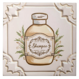 White & Cream Shampoo Flaska Funny Bathroom Kakelplatta