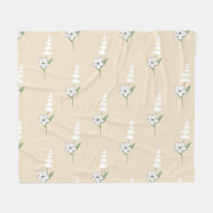 White Cream Tropical Blommigt Botanical Summer Fleecefilt