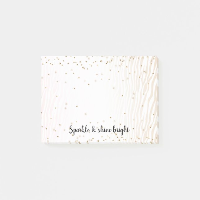  White Cream Zebra Guld Confetti Gnistra      Post-it Block (Framsida)