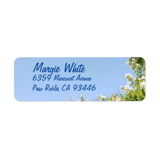 White Crepe Myrtle Flowers in Bloom Label Returadress Etikett