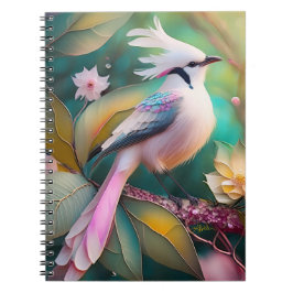 White Crested Svan Jay Fantasy Bird Anteckningsbok
