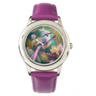 White Crested Svan Jay Fantasy Bird Armbandsur