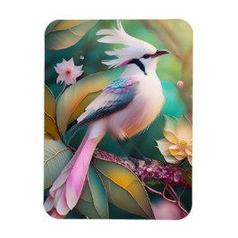 White Crested Svan Jay Fantasy Bird Magnet