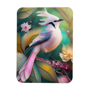 White Crested Svan Jay Fantasy Bird Magnet