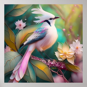 White Crested Svan Jay Fantasy Bird Poster