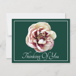 White Crimson Peony Grönt Bakdroppe tänker på dig Vykort