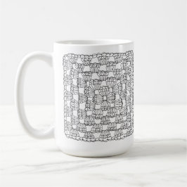 White Crochet Granny Square Coffee Mug Kaffemugg