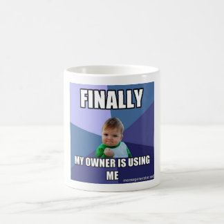 white cup with a success kid as a meme kaffemugg
