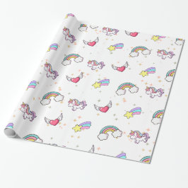 White Cute Rainbow Unicorn Star Magical Presentpapper