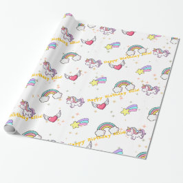 White Cute Rainbow Unicorn Star Magical Presentpapper