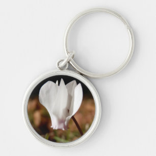 White Cyclamen Nyckelring