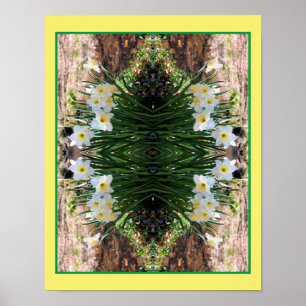 White Daffodil Flowers by Brook Spegel Abstrakt Poster