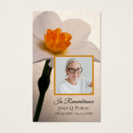White Daffodil Vår Funeral Memorial Prayer Visitkort