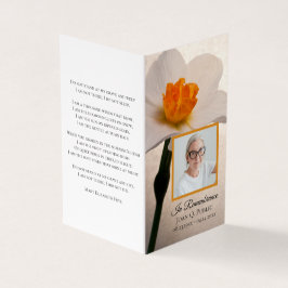 White Daffodil Vår Funeral Memorial Prayer Visitkort