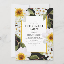 White Dahlia och Spirea Botanical Pension Party Inbjudningar