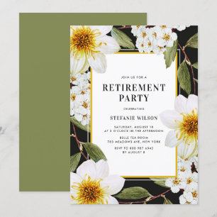 White Dahlia och Spirea Botanical Pension Party Inbjudningar
