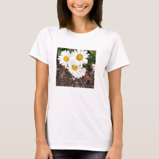 White Daises Silver Necklace T Shirt