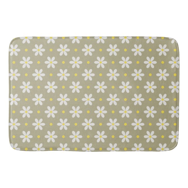 White Daisies Pattern Custom Background Badrumsmatta (Framsidan)
