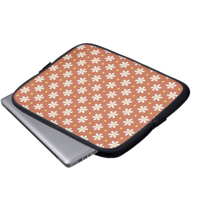 White Daisies Pattern Custom Background Laptop Fodral (Framre botten)
