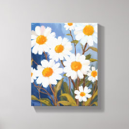 White Daisies Watercolor Flowers Painted Canvastryck