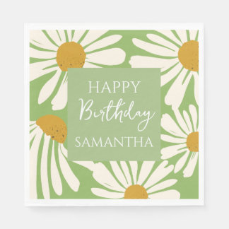 White Daisy Blooms –  Floral  Garden Birthday  Pappersservett
