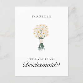 White Daisy Bridesmaid Proposal Postcard Vykort