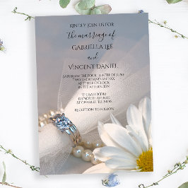 White Daisy Elegance Bröllop Inbjudningar
