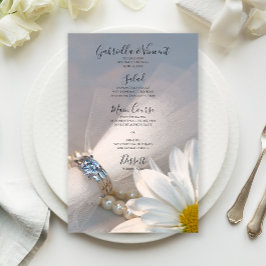 White Daisy Elegance Bröllop Menu
