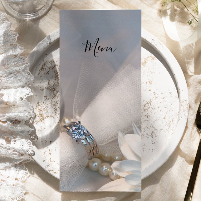 White Daisy Elegance Bröllop Menu Meny (Skapare uppladdad)