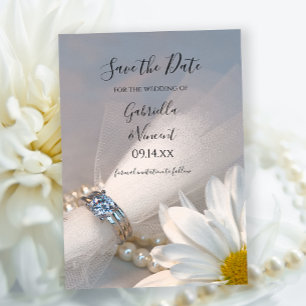 White Daisy Elegance Bröllop spara datum Datumet