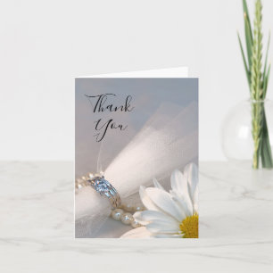 White Daisy Elegance Bröllop Tack Kort