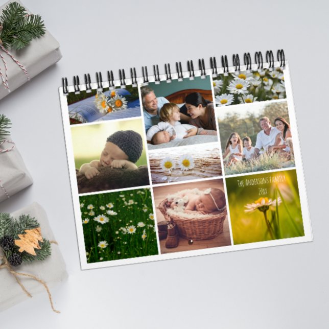 White daisy family photo for grandparents Calendar Kalender (Skapare uppladdad)