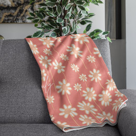 White Daisy Floral Pattern Custom Name  Fleecefilt