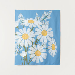 White Daisy Flowers Bouquet on Blue