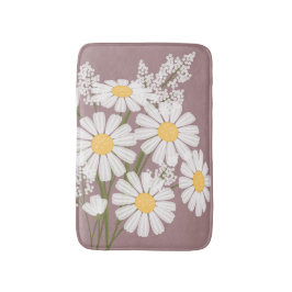 White Daisy Flowers Bouquet on Mörk Rosa Badrumsmatta