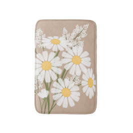 White Daisy Flowers Bouquet på Beige Badrumsmatta