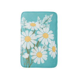 White Daisy Flowers Bouquet på Teal Badrumsmatta